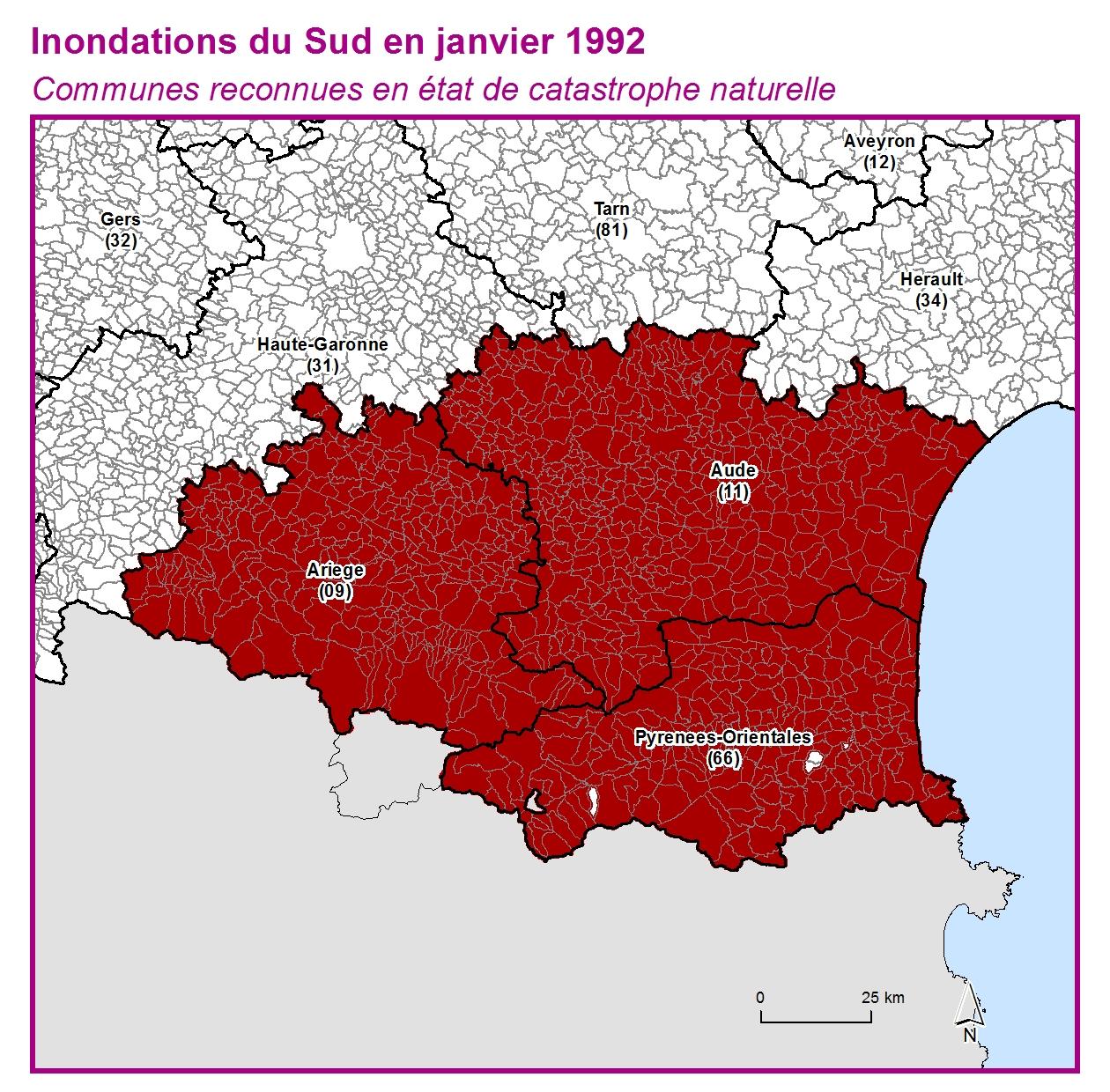 Communes reconnues en 굡t de catastrophes naturelle