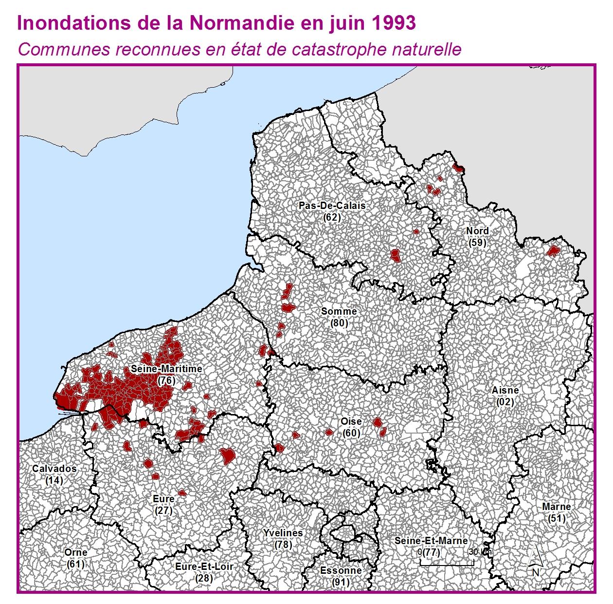 Communes reconnues en 굡t de catastrophes naturelle