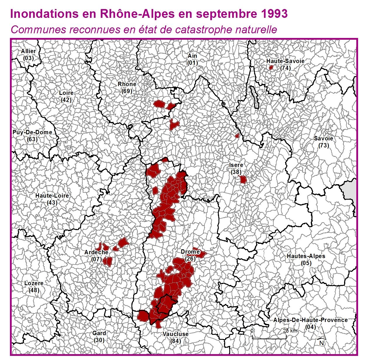 Communes reconnues en 굡t de catastrophes naturelle