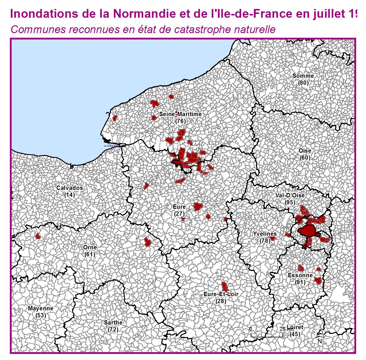 Communes reconnues en 굡t de catastrophes naturelle