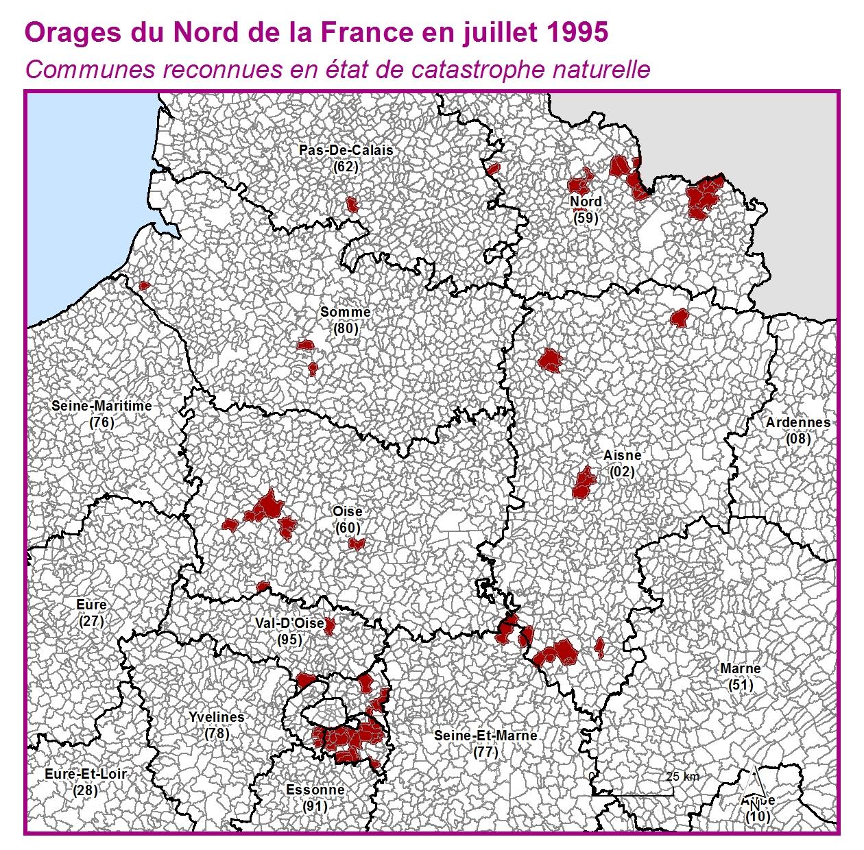 Communes reconnues en 굡t de catastrophes naturelle