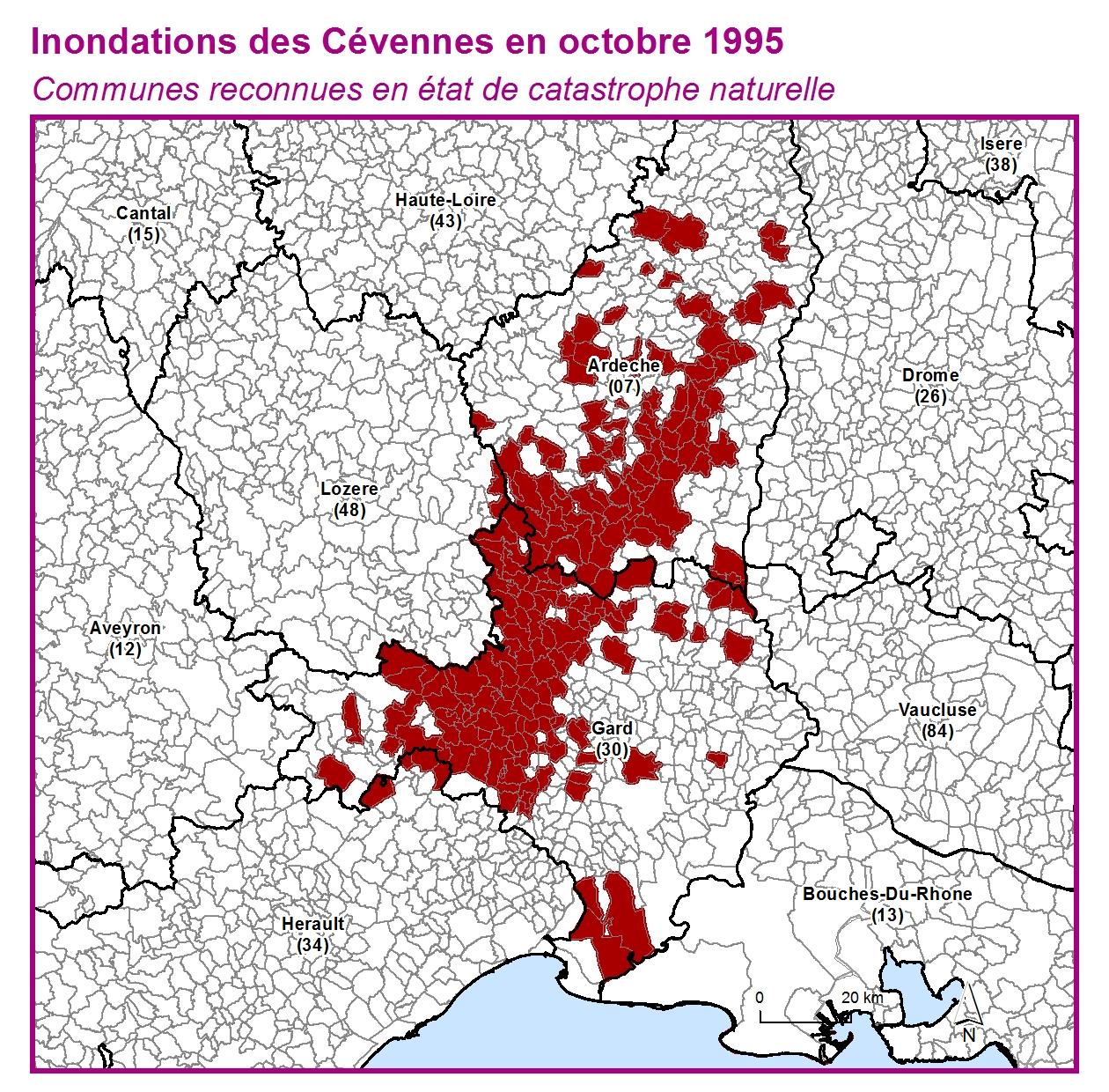 Communes reconnues en 굡t de catastrophes naturelle