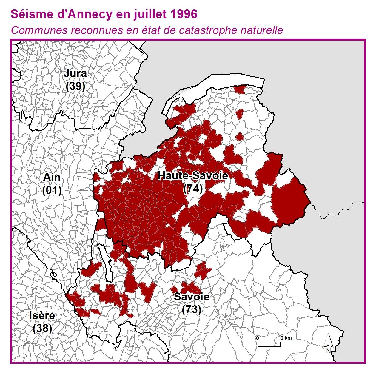 Communes reconnues en 굡t de catastrophes naturelle