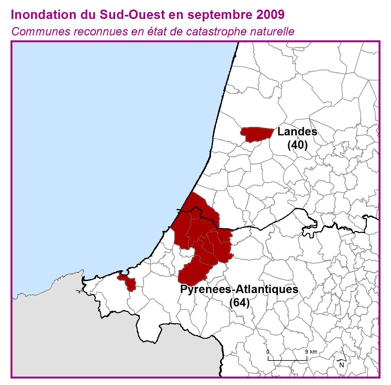 Communes reconnues en 굡t de catastrophes naturelle