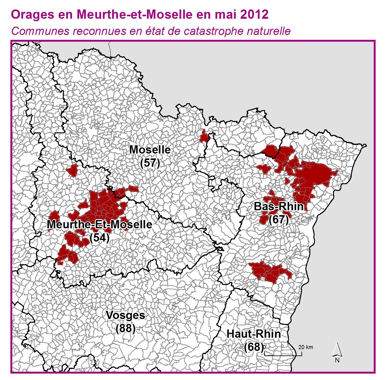 Communes reconnues en 굡t de catastrophes naturelle