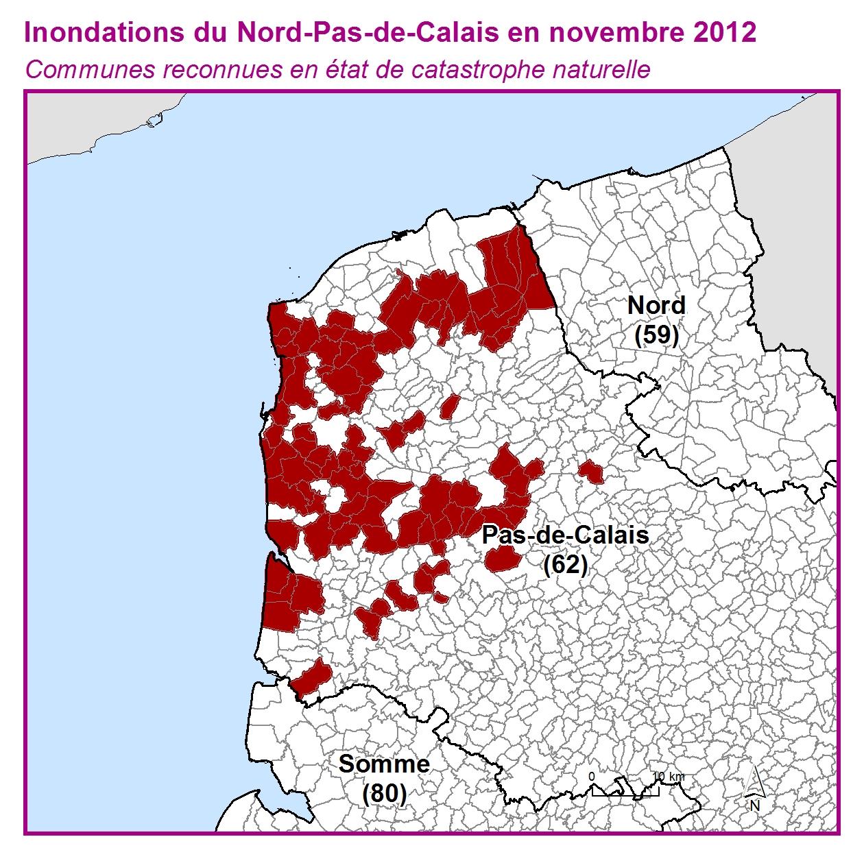 Communes reconnues en 굡t de catastrophes naturelle