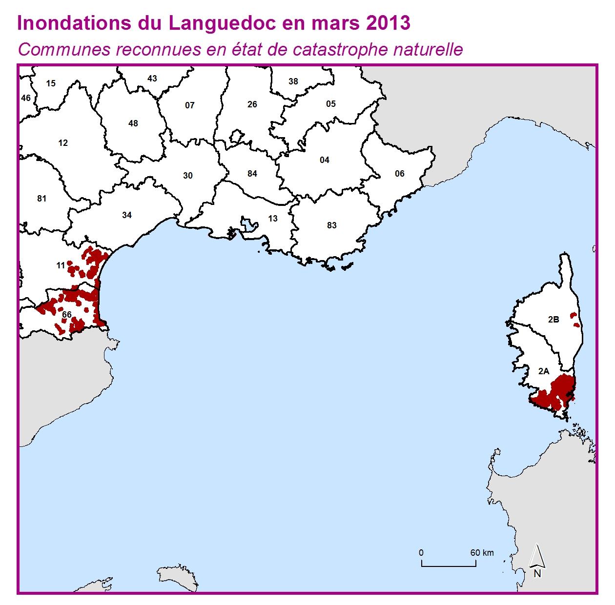 Communes reconnues en 굡t de catastrophes naturelle