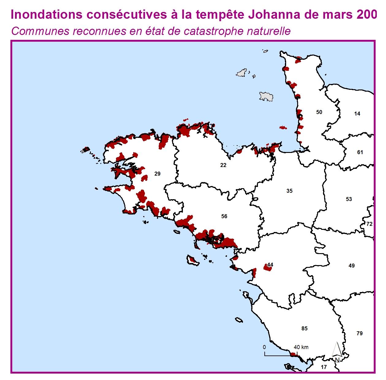 Communes reconnues en 굡t de catastrophes naturelle