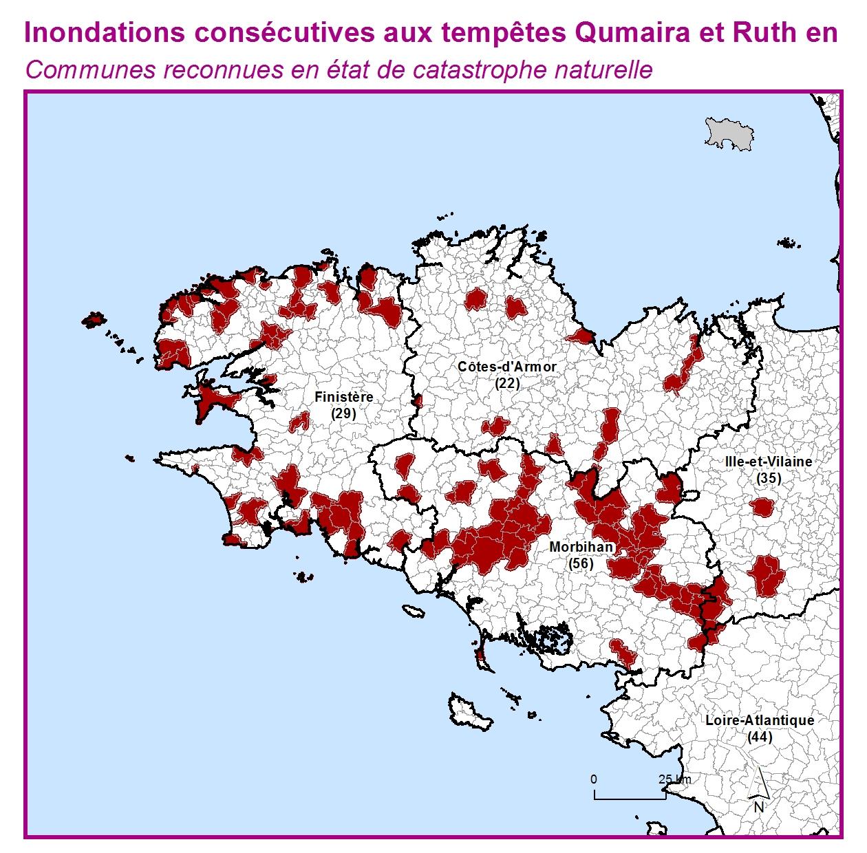 Communes reconnues en 굡t de catastrophes naturelle