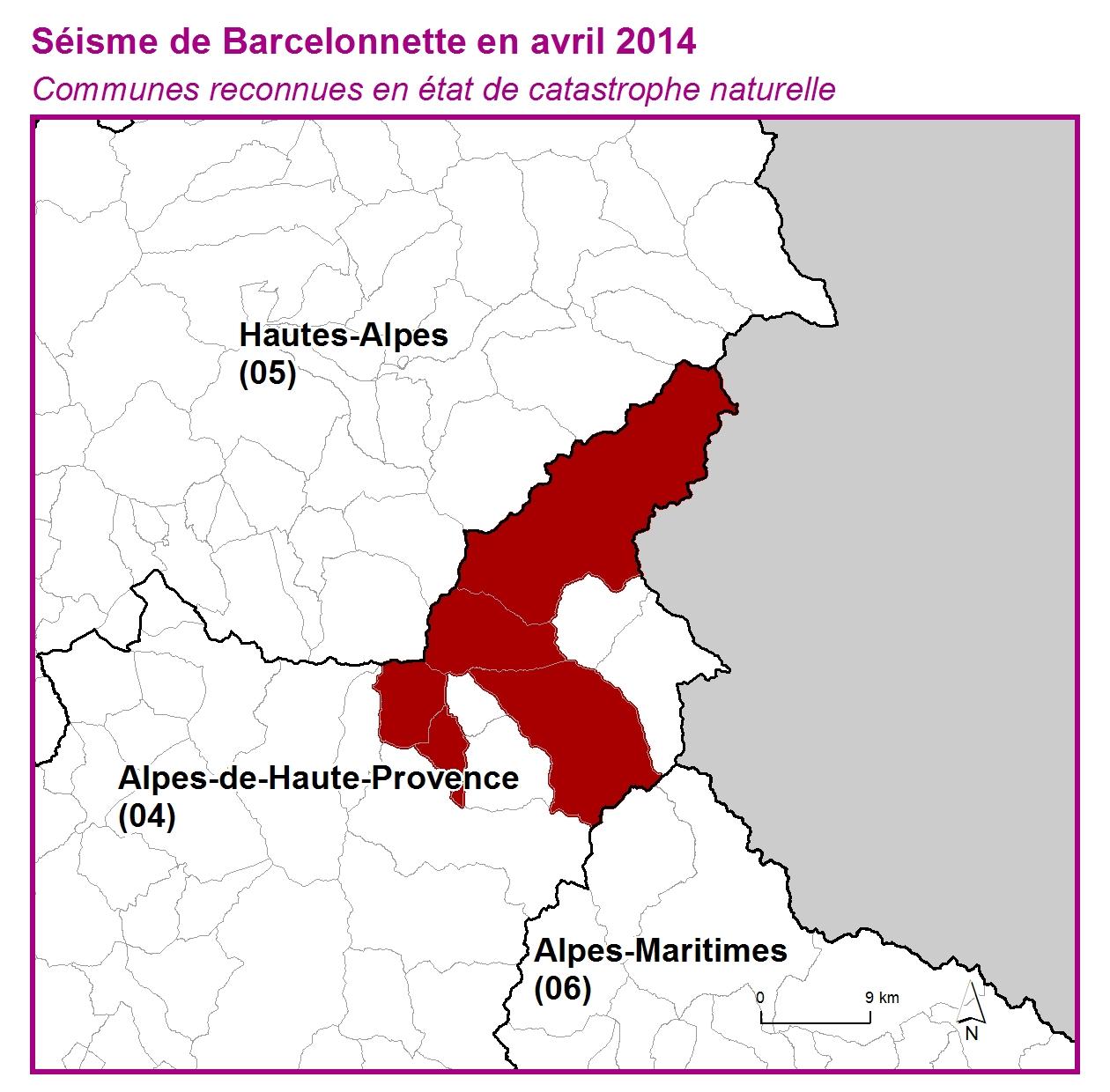 Communes reconnues en 굡t de catastrophes naturelle