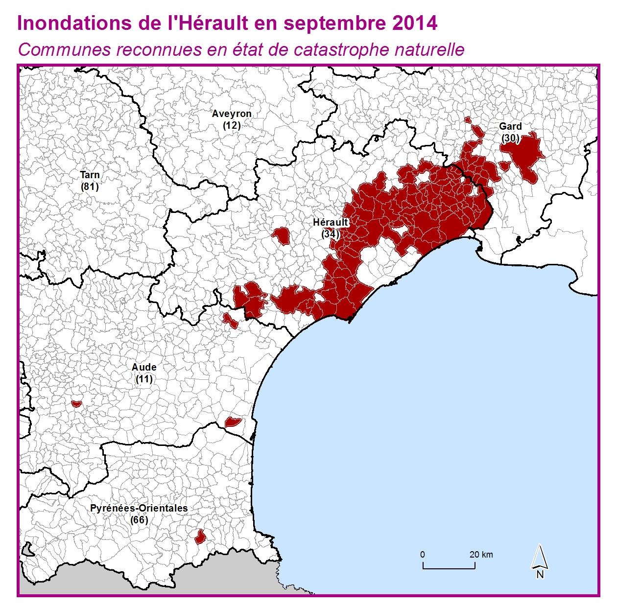 Communes reconnues en 굡t de catastrophes naturelle