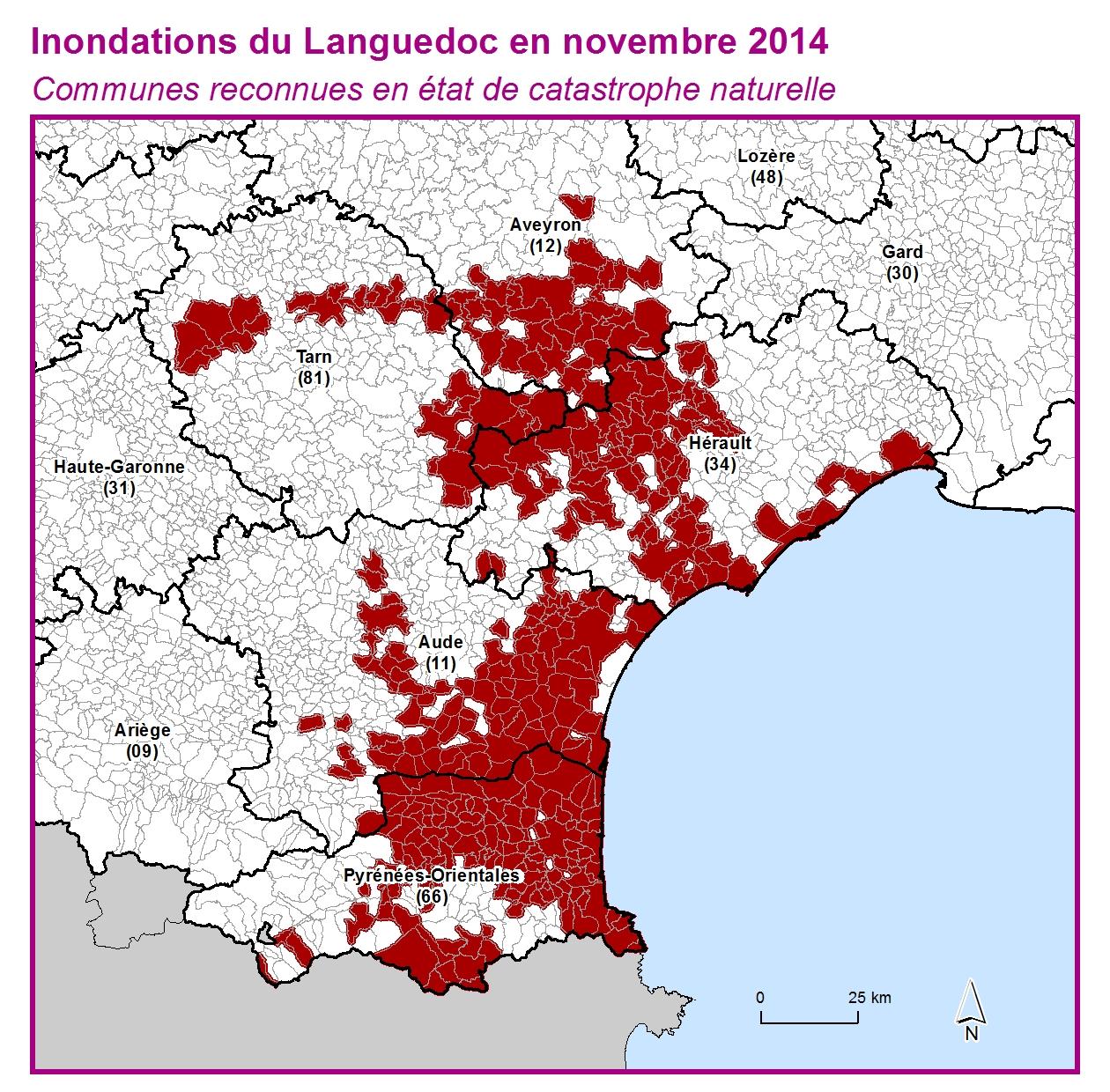 Communes reconnues en 굡t de catastrophes naturelle