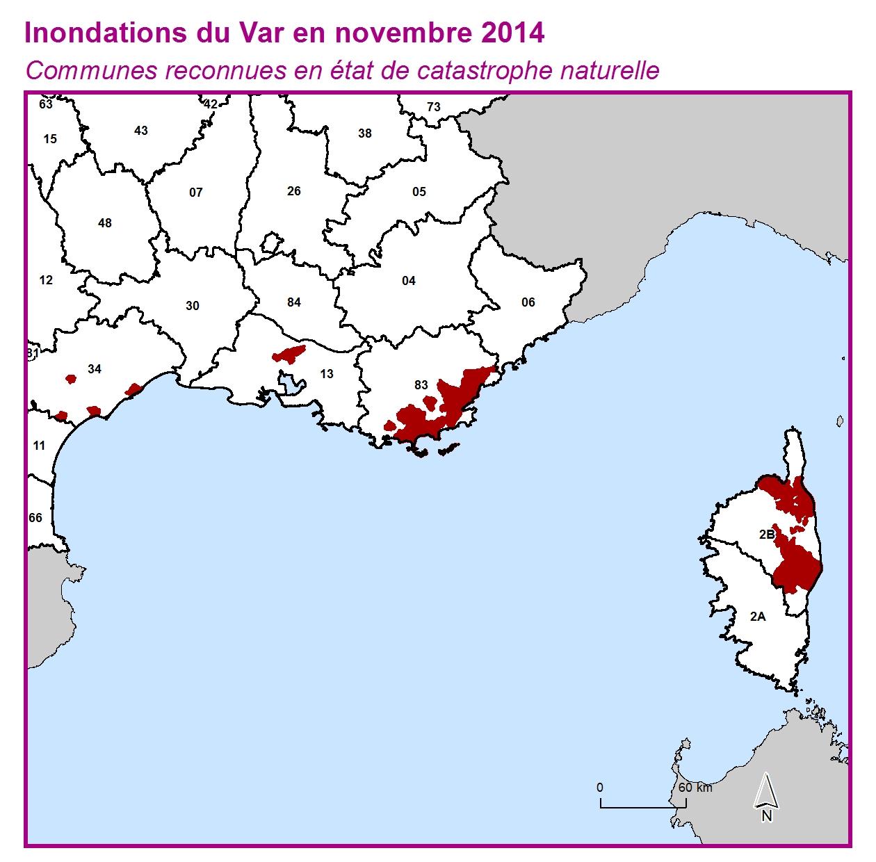 Communes reconnues en 굡t de catastrophes naturelle