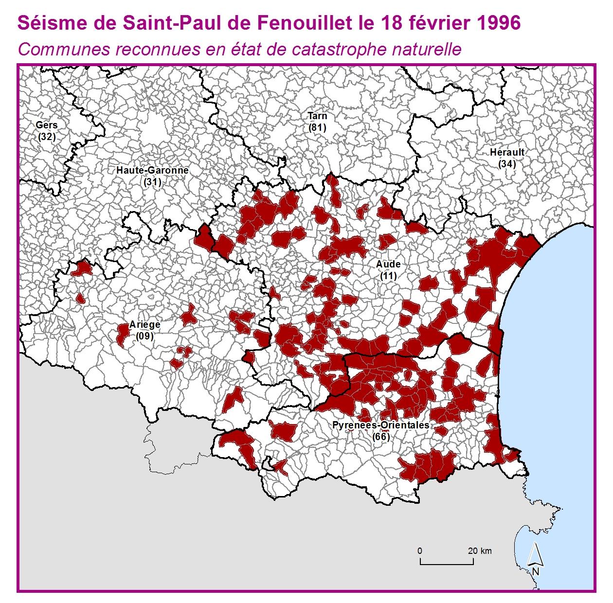 Communes reconnues en 굡t de catastrophes naturelle