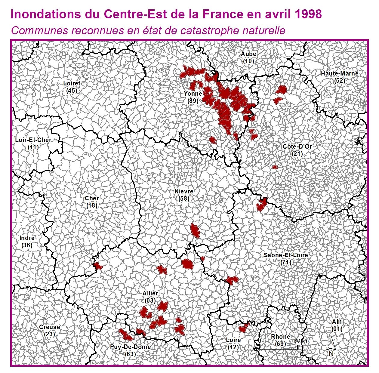 Communes reconnues en 굡t de catastrophes naturelle