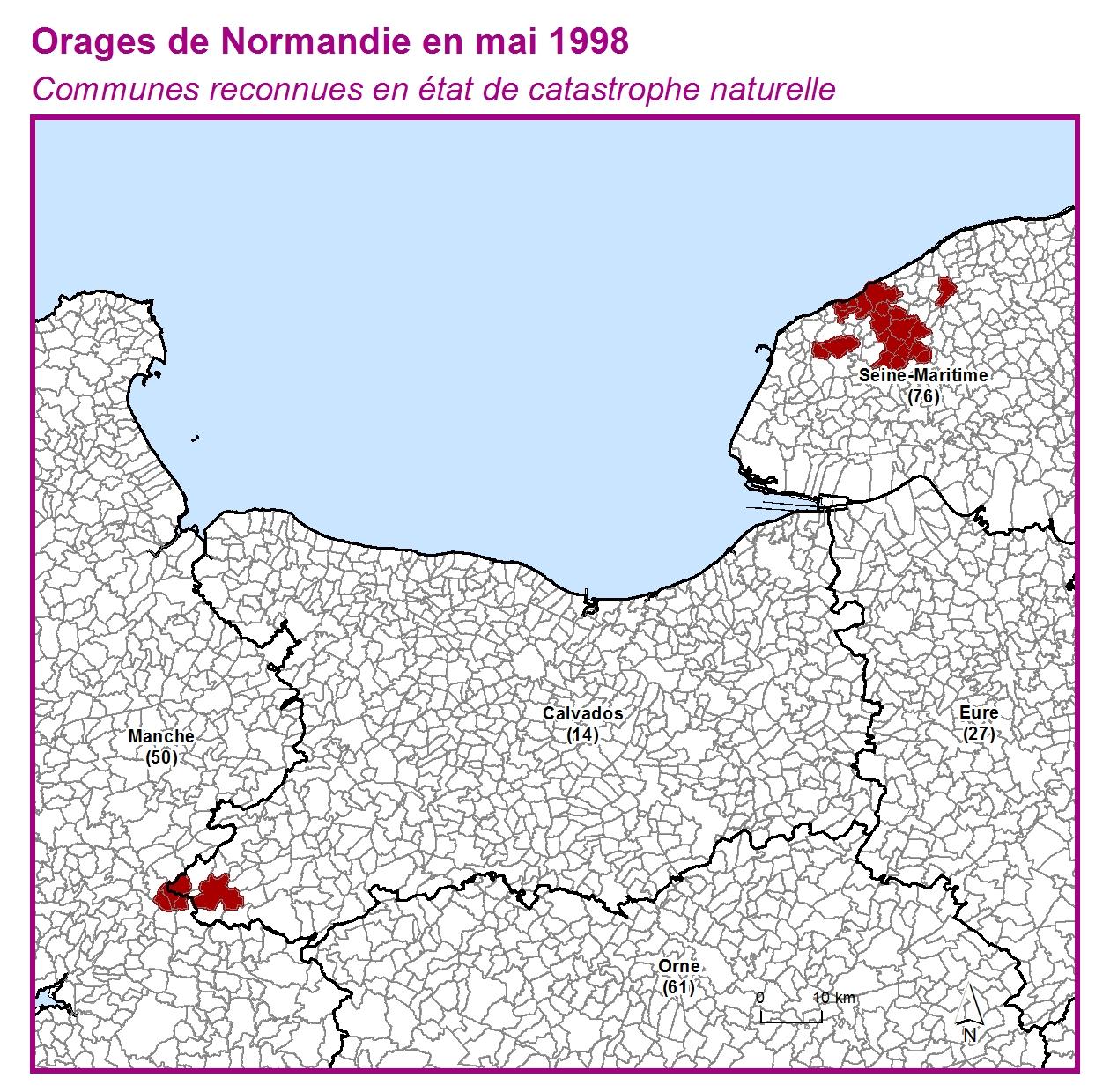 Communes reconnues en 굡t de catastrophes naturelle