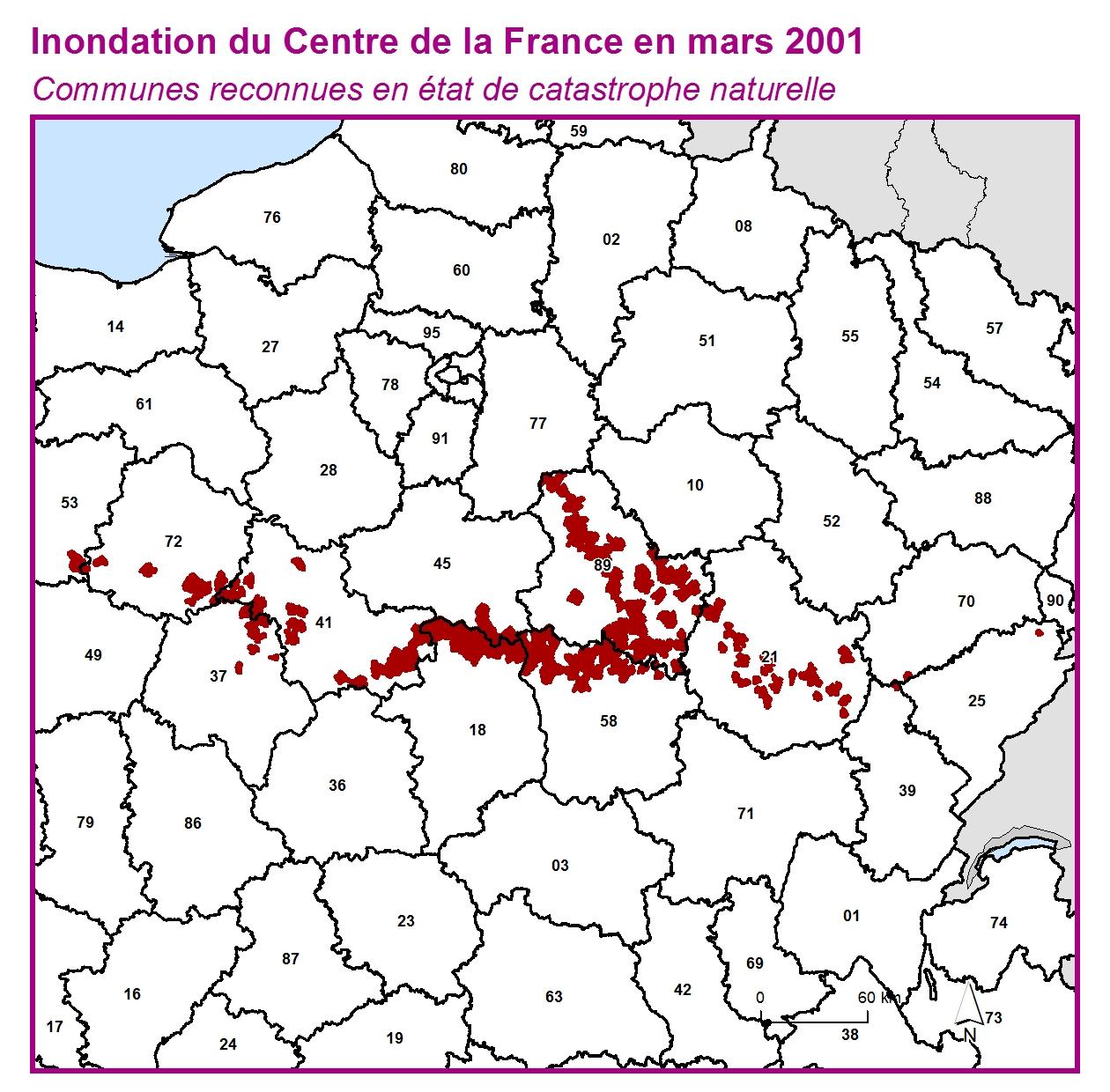 Communes reconnues en 굡t de catastrophes naturelle