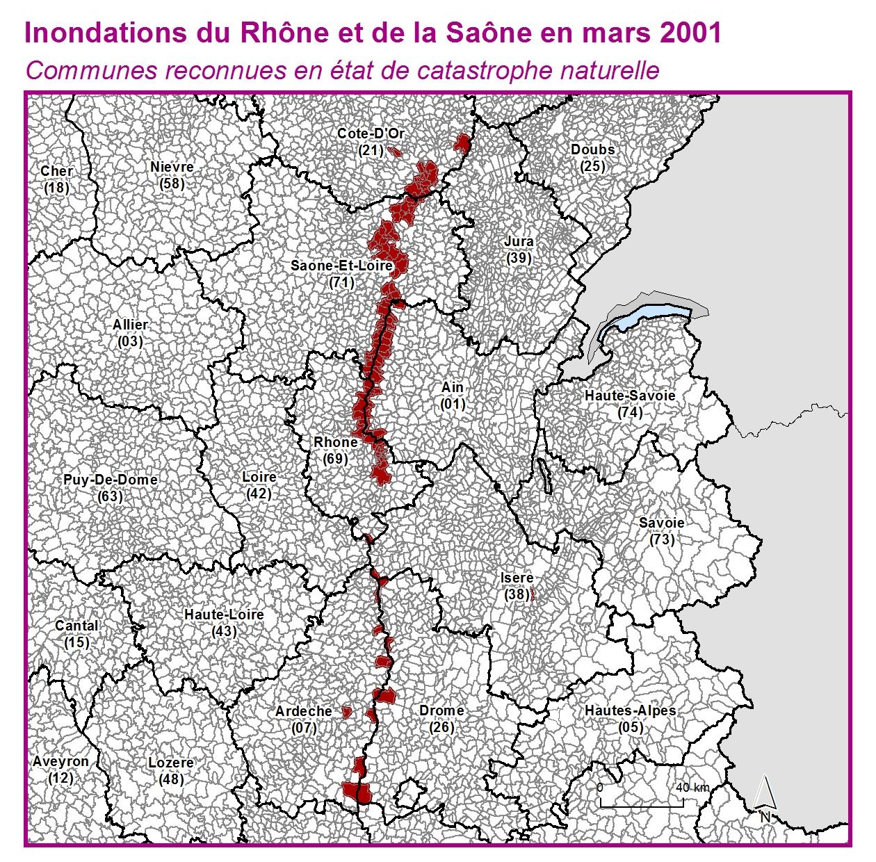 Communes reconnues en 굡t de catastrophes naturelle