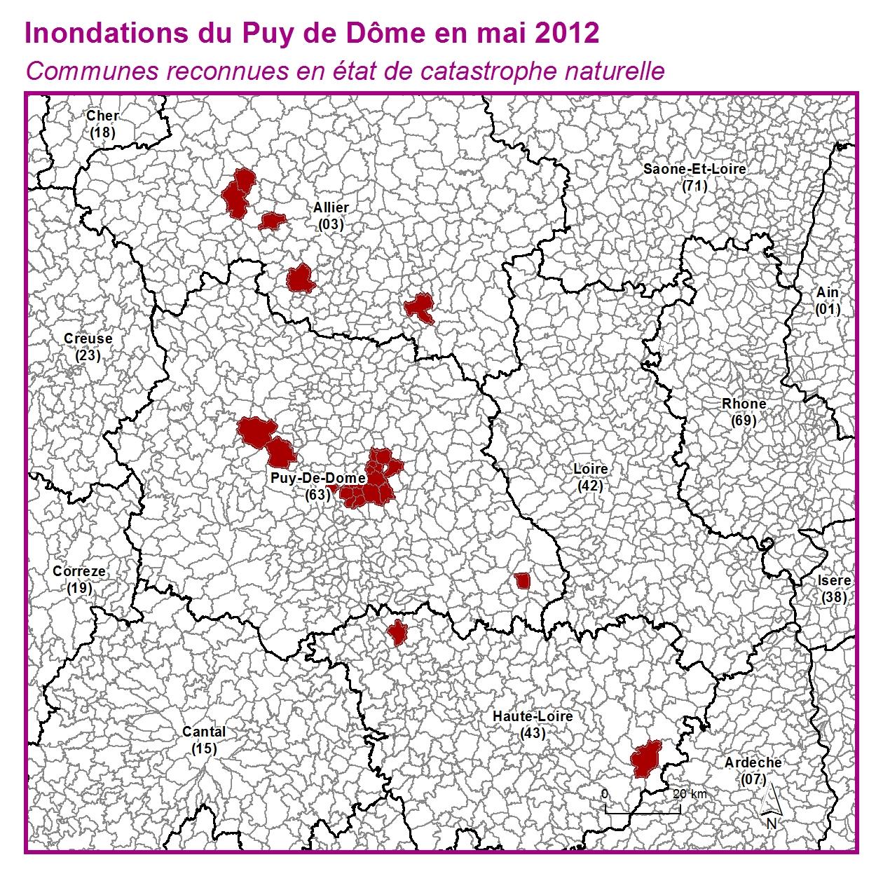 Communes reconnues en 굡t de catastrophes naturelle