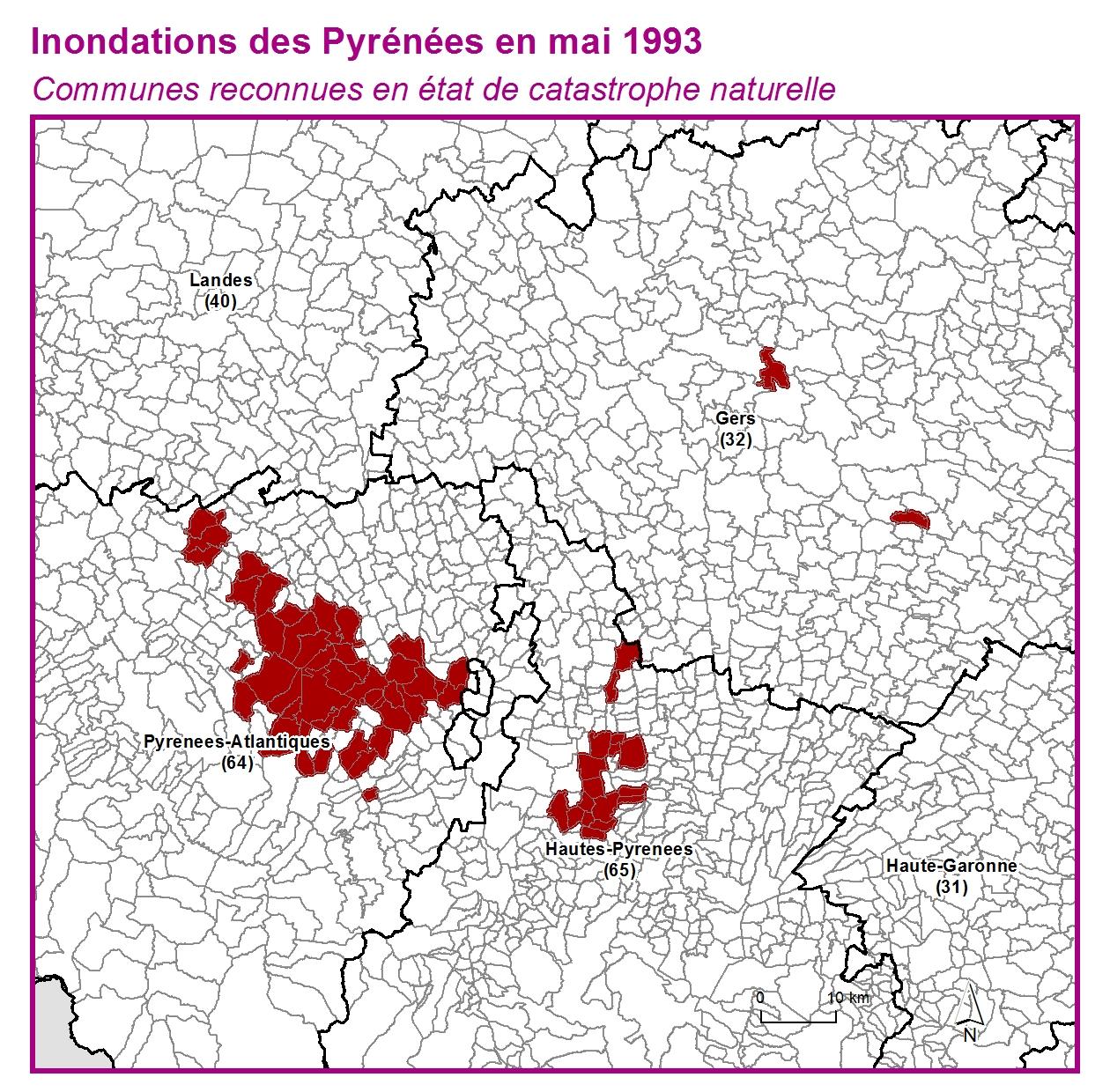 Communes reconnues en 굡t de catastrophes naturelle