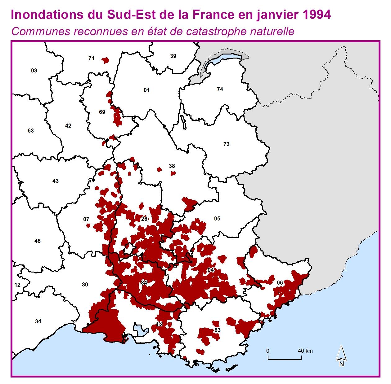 Communes reconnues en 굡t de catastrophes naturelle