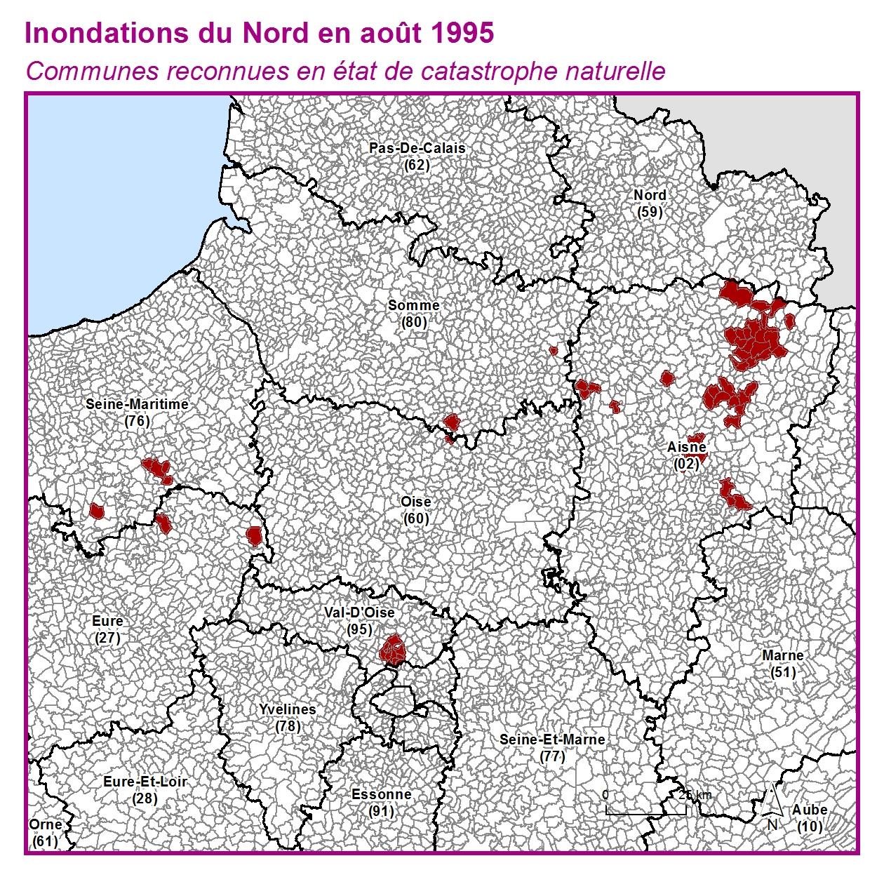 Communes reconnues en 굡t de catastrophes naturelle