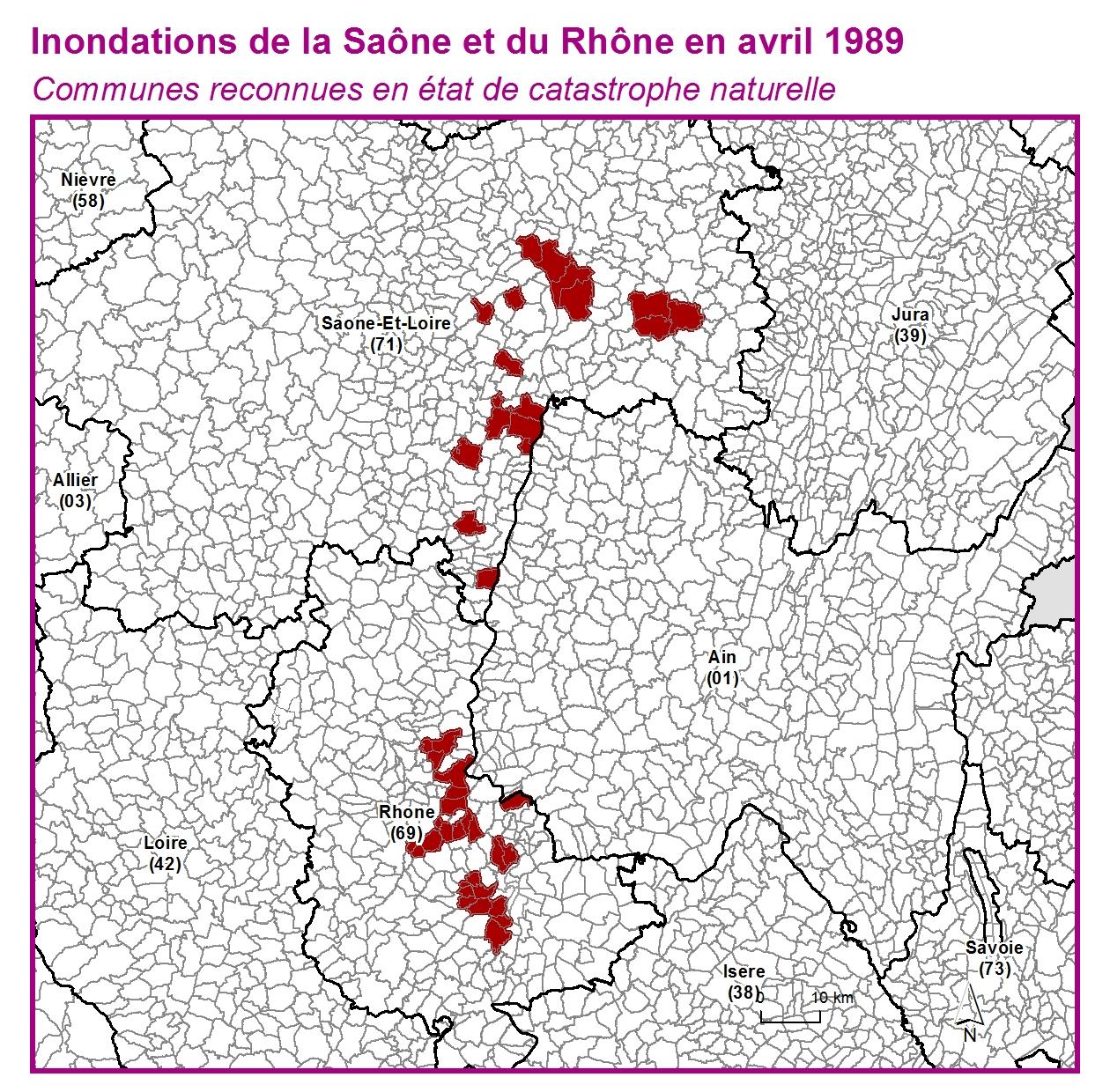 Communes reconnues en 굡t de catastrophes naturelle