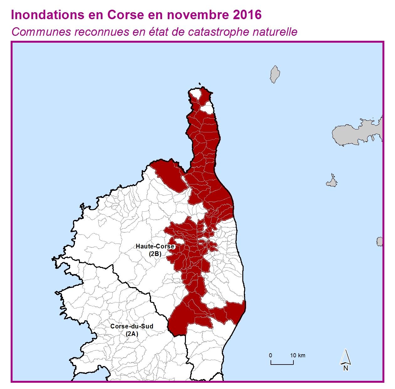 Communes reconnues en 굡t de catastrophes naturelle