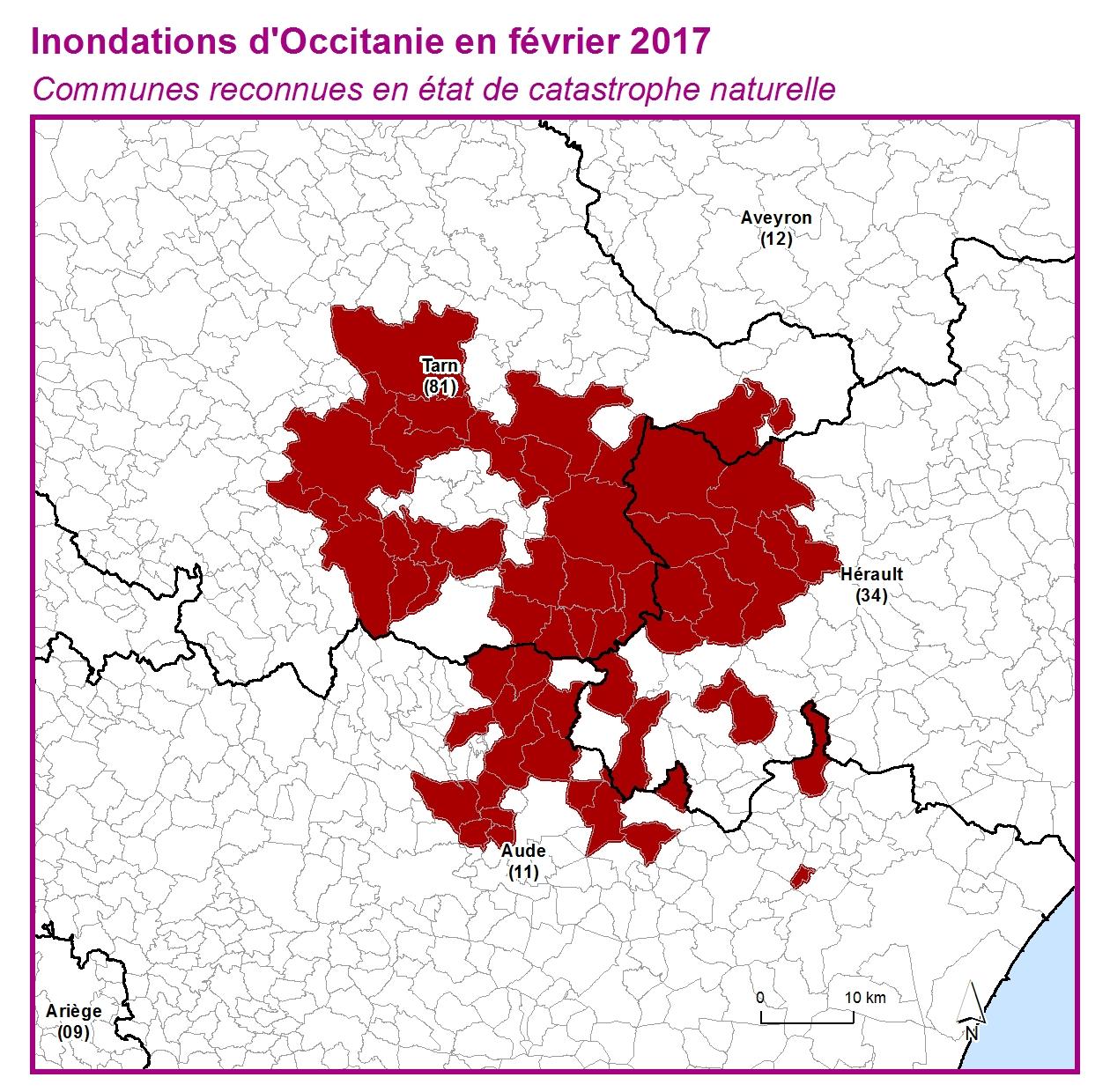 Communes reconnues en 굡t de catastrophes naturelle