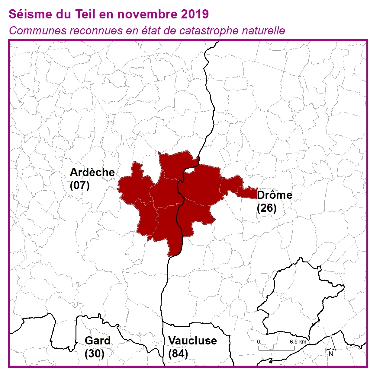 Communes reconnues en 굡t de catastrophes naturelle