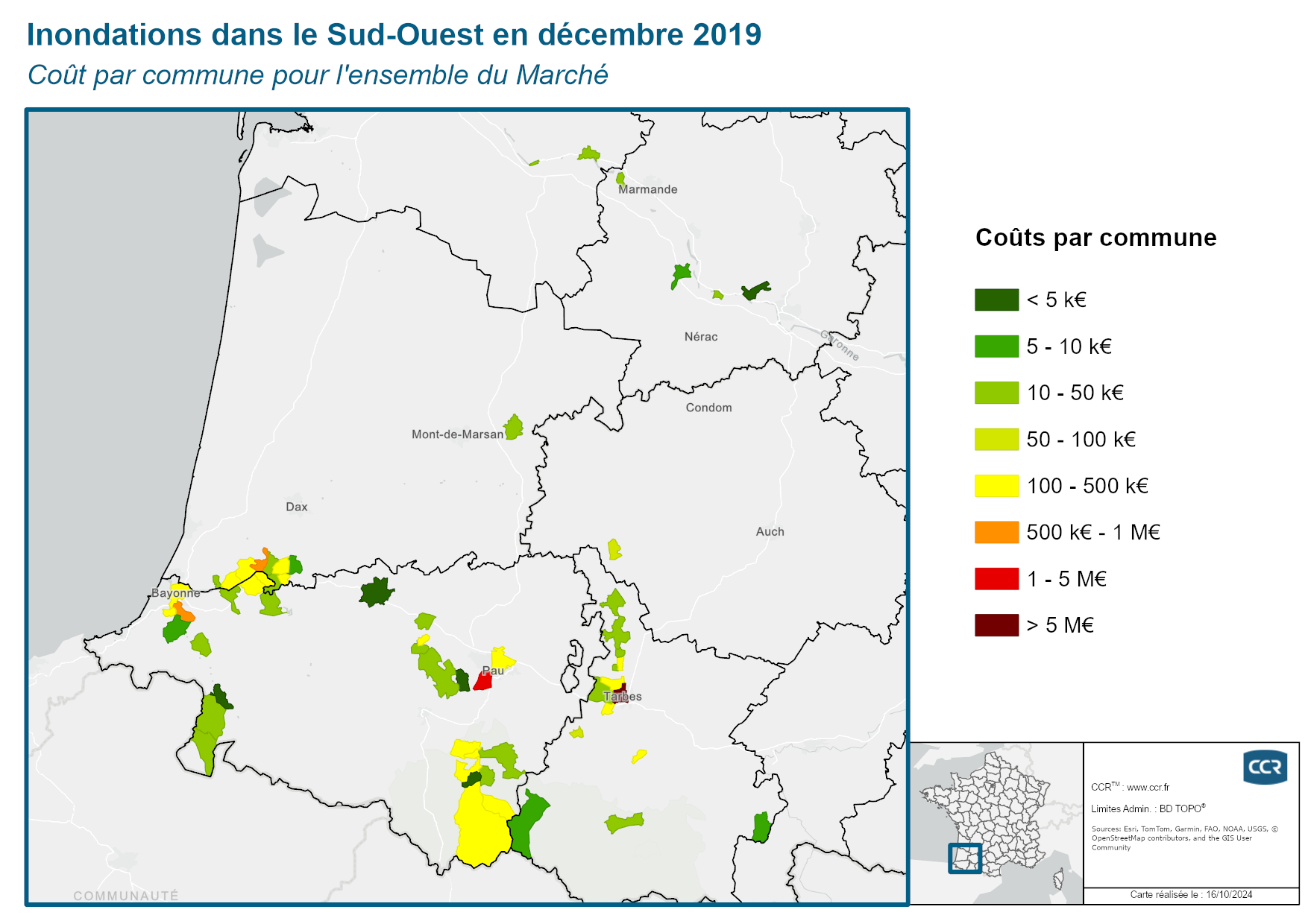 Cout par commune pour l'ensemble du marché