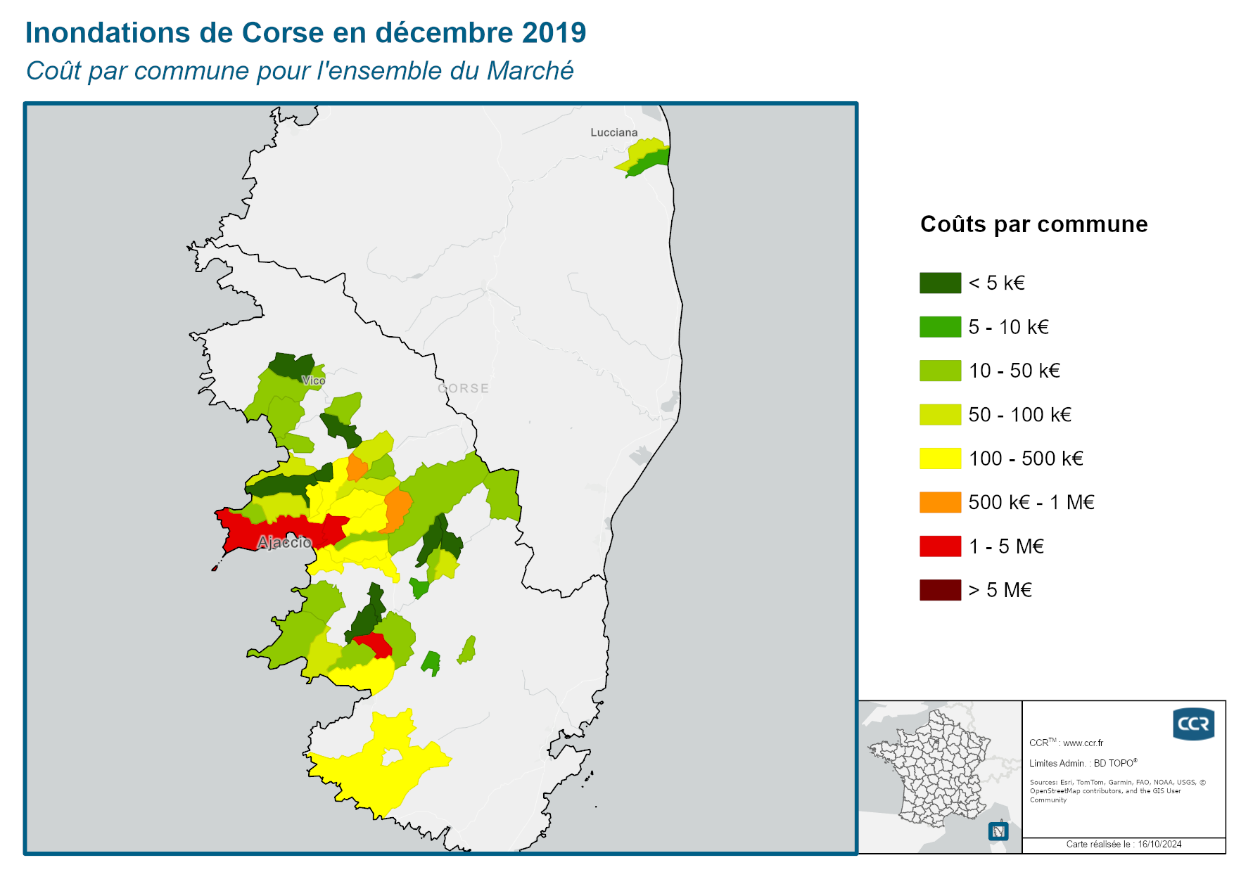 Cout par commune pour l'ensemble du marché