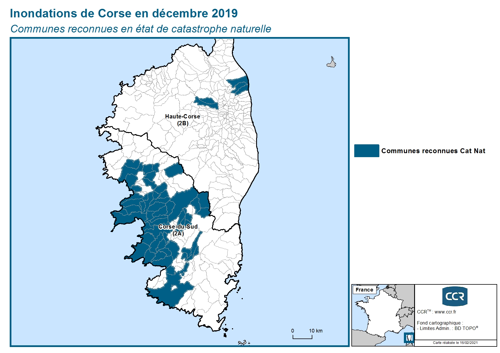 Communes reconnues en 굡t de catastrophes naturelle