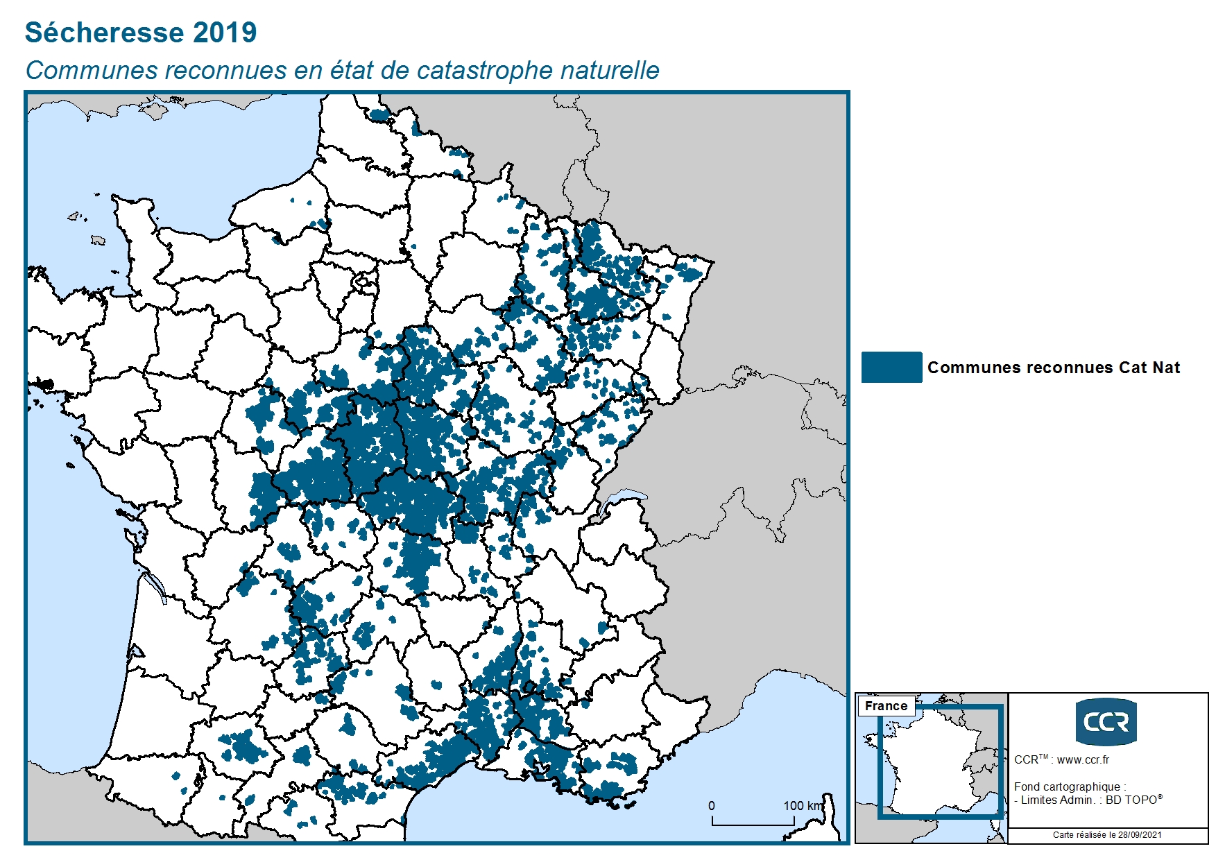 Communes reconnues en 굡t de catastrophes naturelle