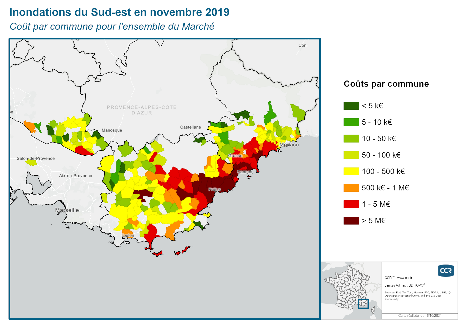 Cout par commune pour l'ensemble du marché