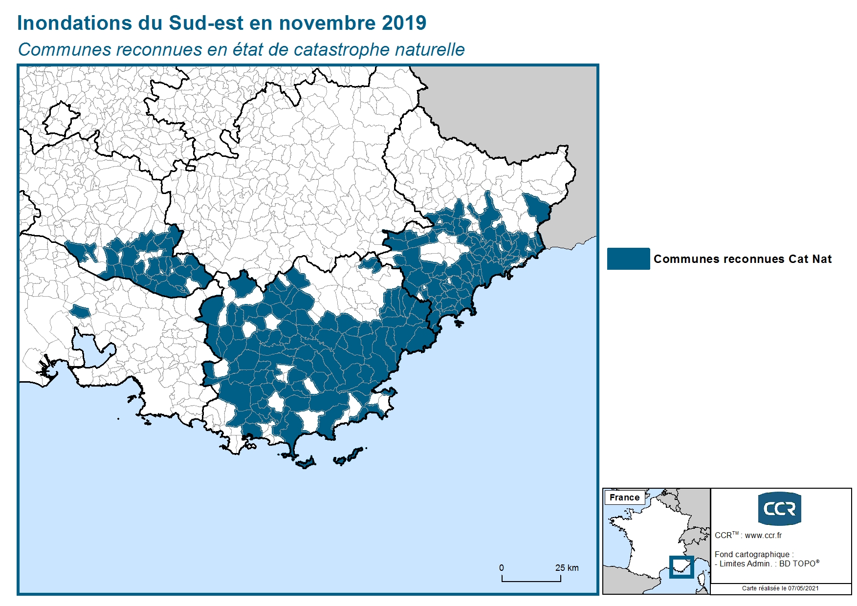 Communes reconnues en 굡t de catastrophes naturelle