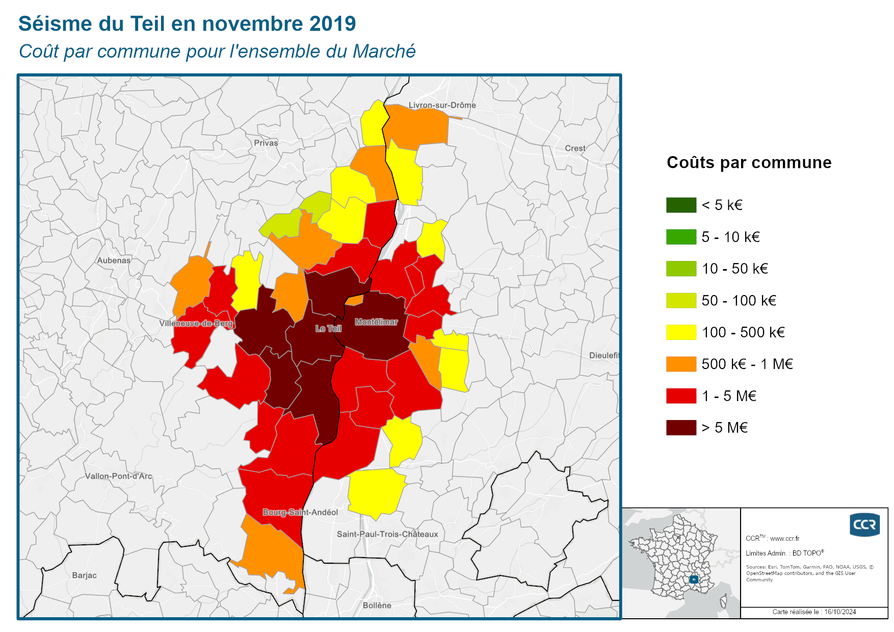 Cout par commune pour l'ensemble du marché