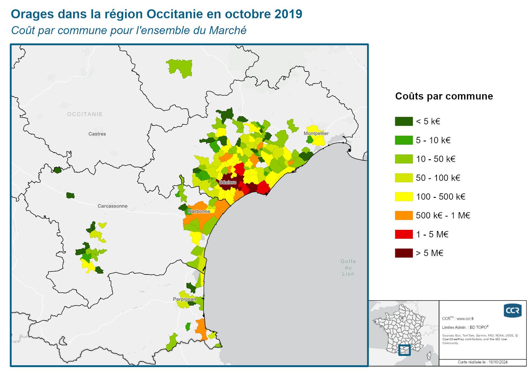 Cout par commune pour l'ensemble du marché