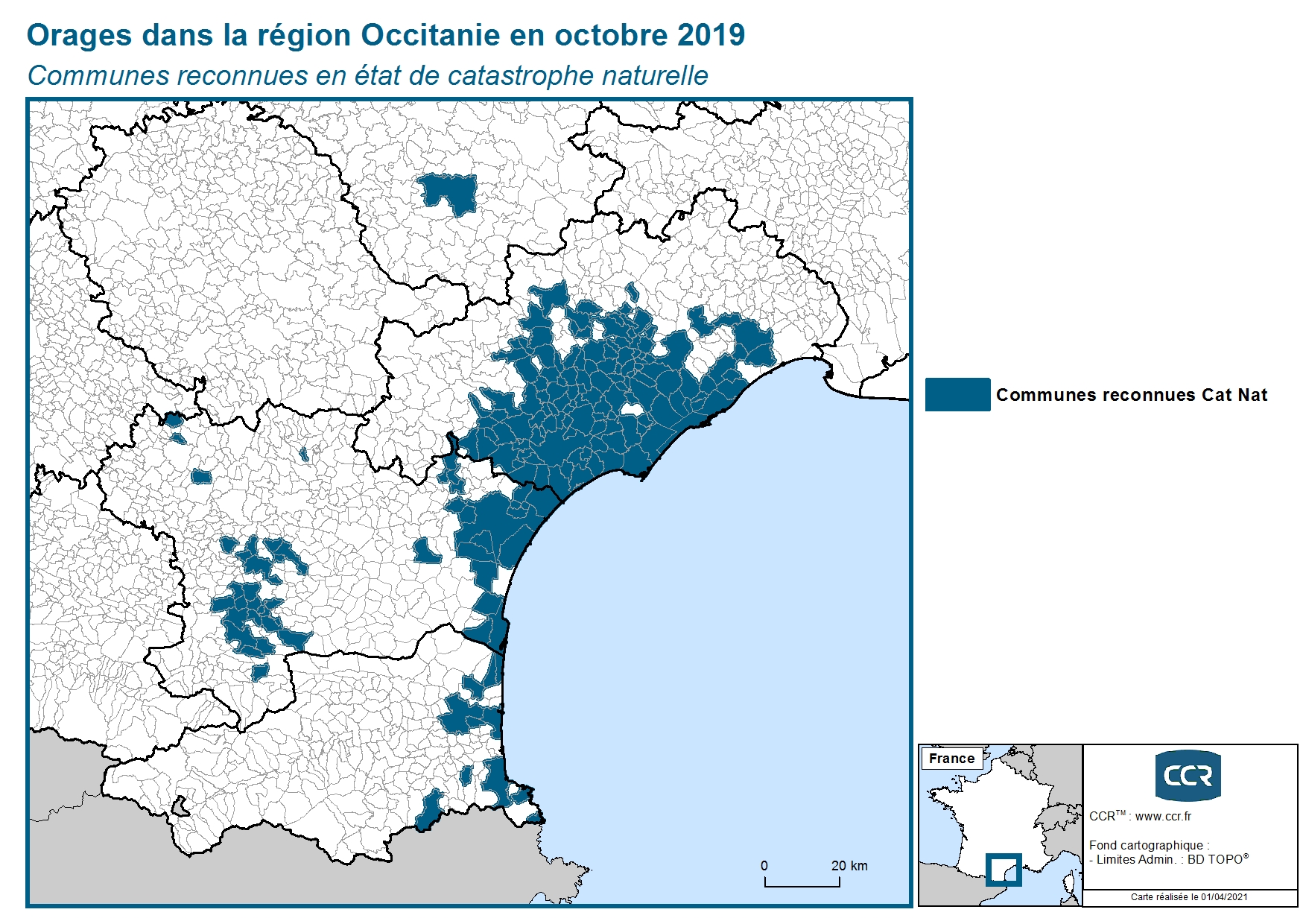 Communes reconnues en 굡t de catastrophes naturelle