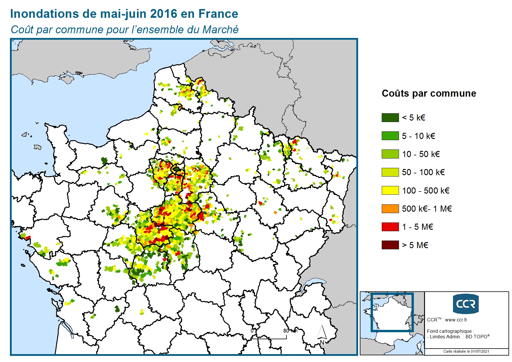 Cout par commune pour l'ensemble du marché