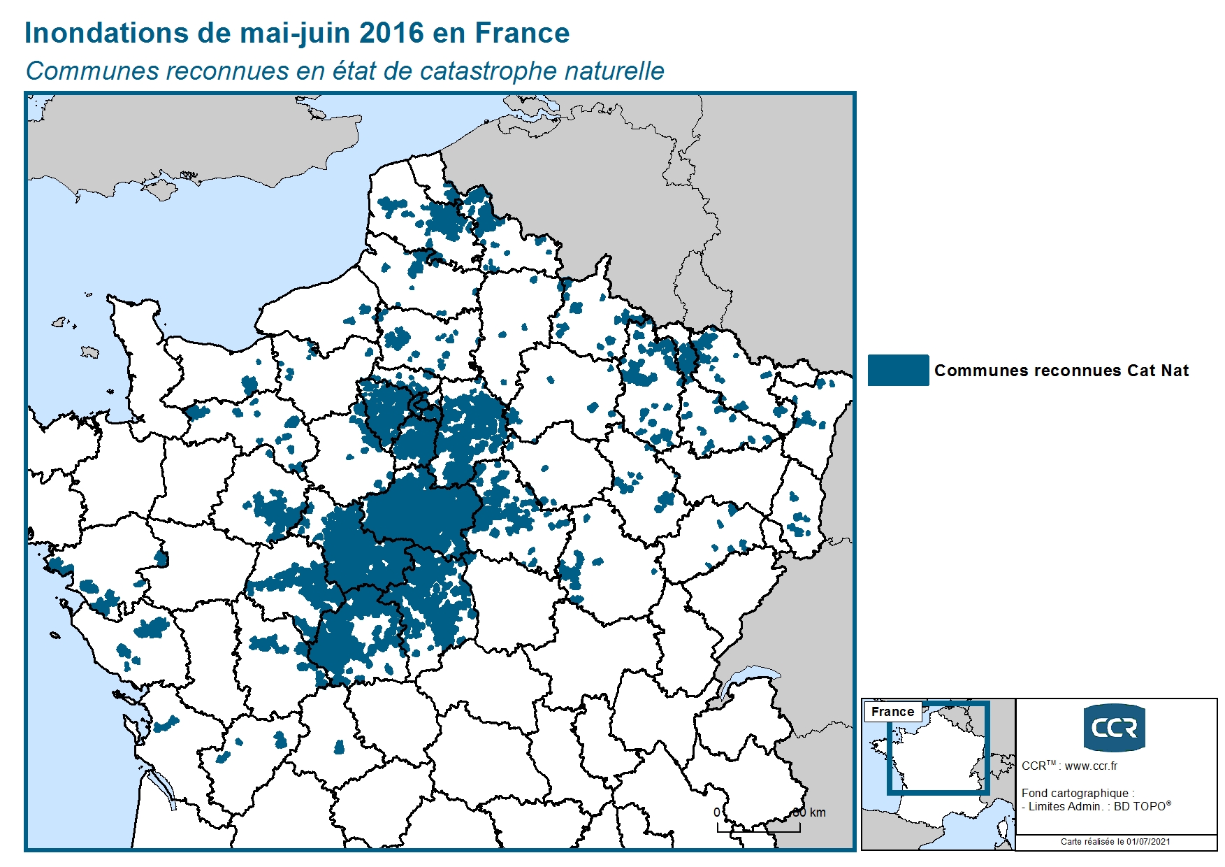 Communes reconnues en 굡t de catastrophes naturelle