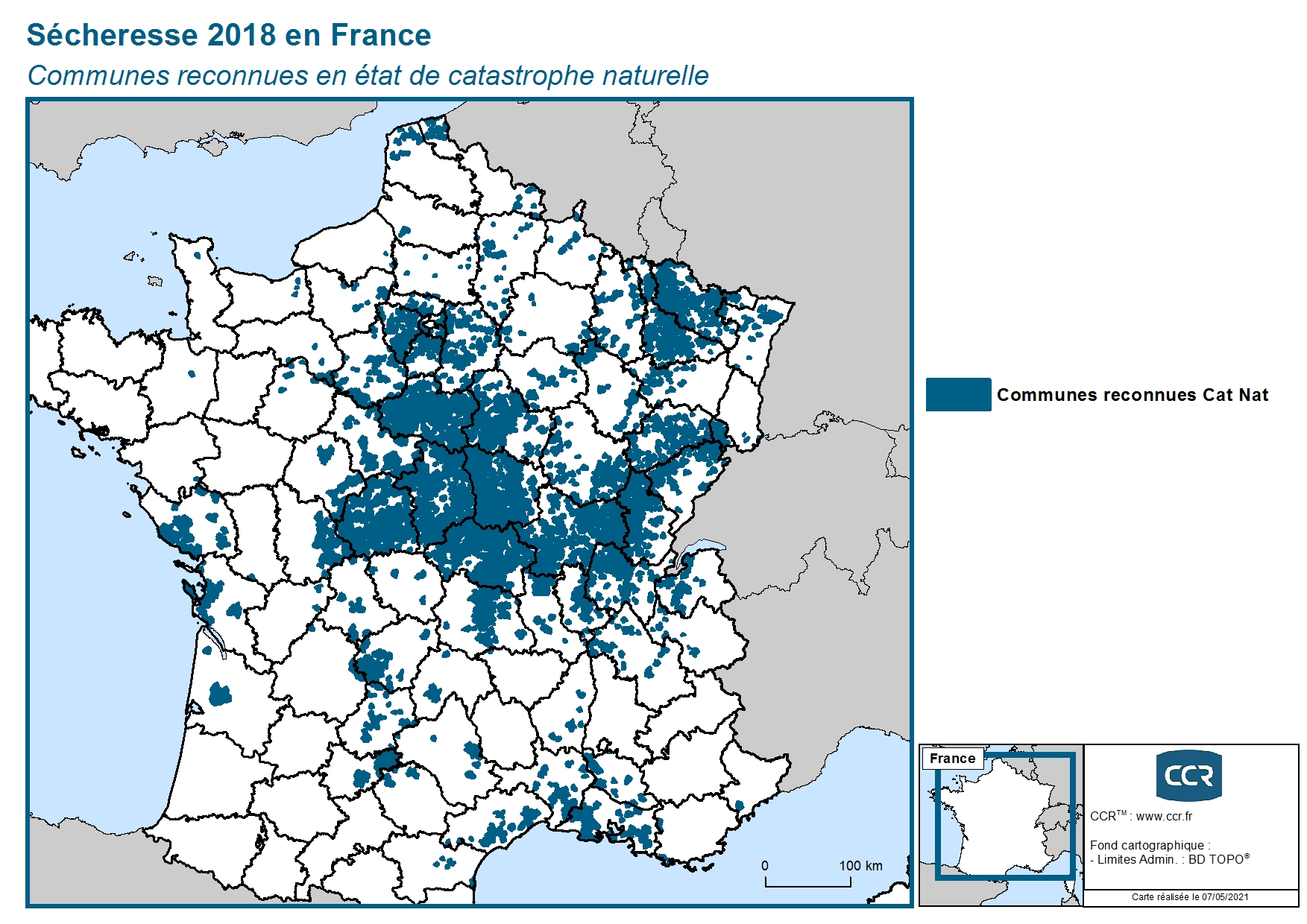 Communes reconnues en 굡t de catastrophes naturelle