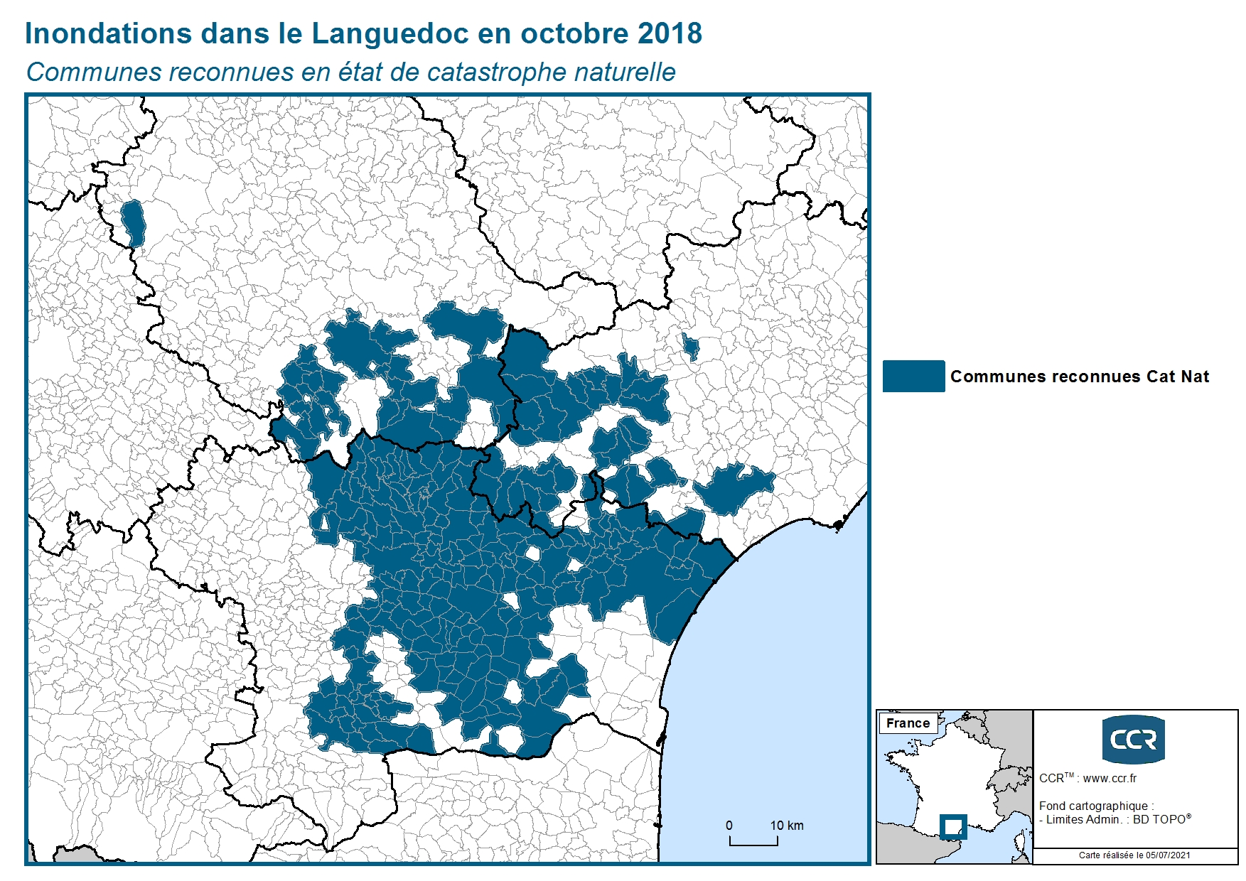 Communes reconnues en 굡t de catastrophes naturelle