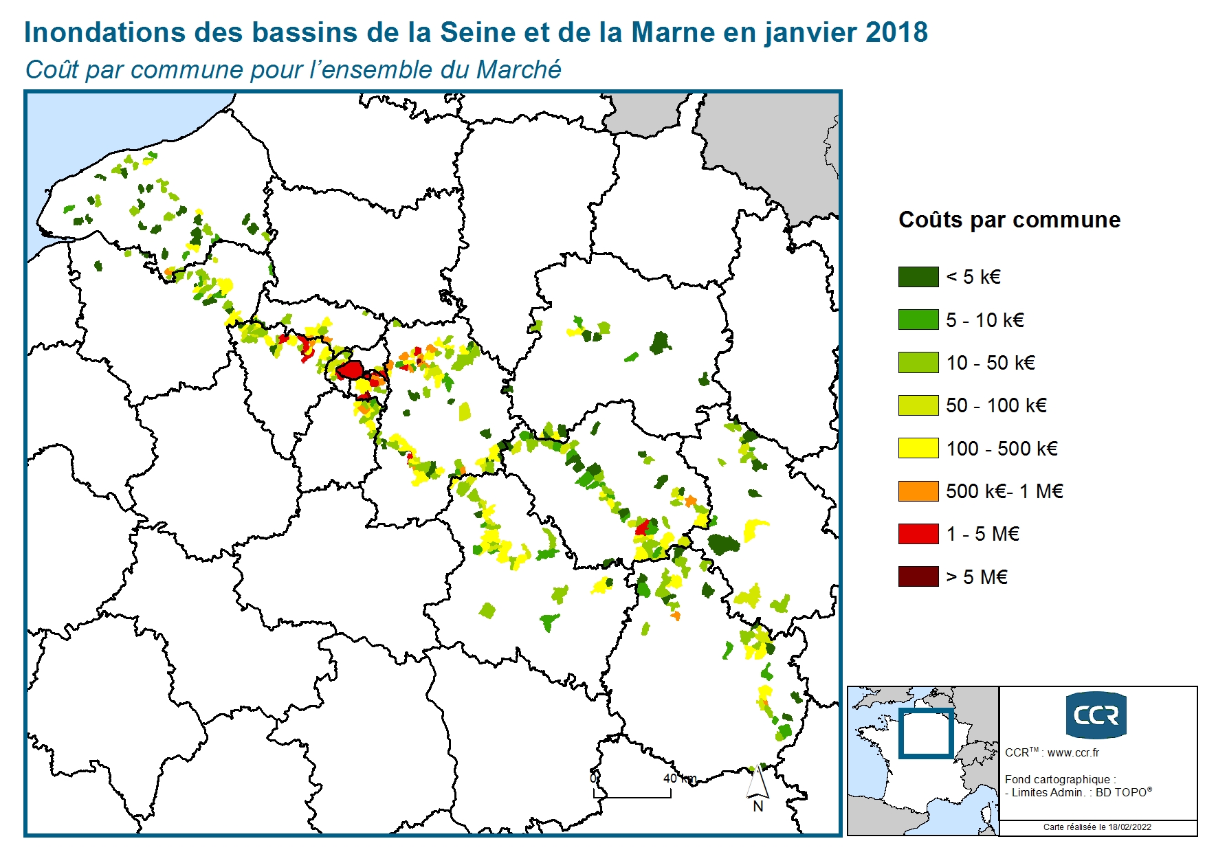 Cout par commune pour l'ensemble du marché