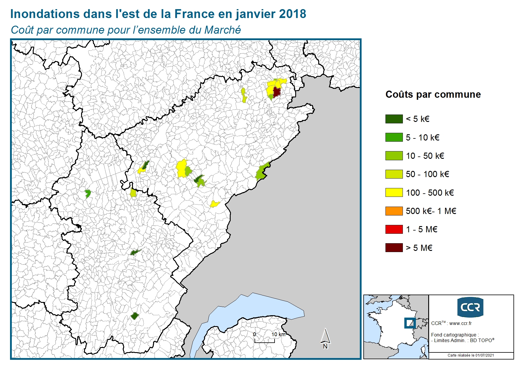 Cout par commune pour l'ensemble du marché