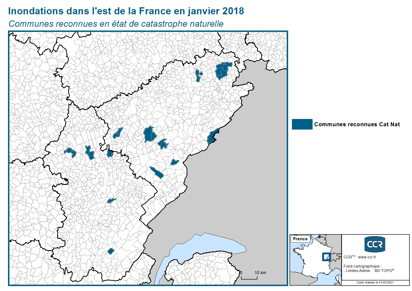 Communes reconnues en 굡t de catastrophes naturelle