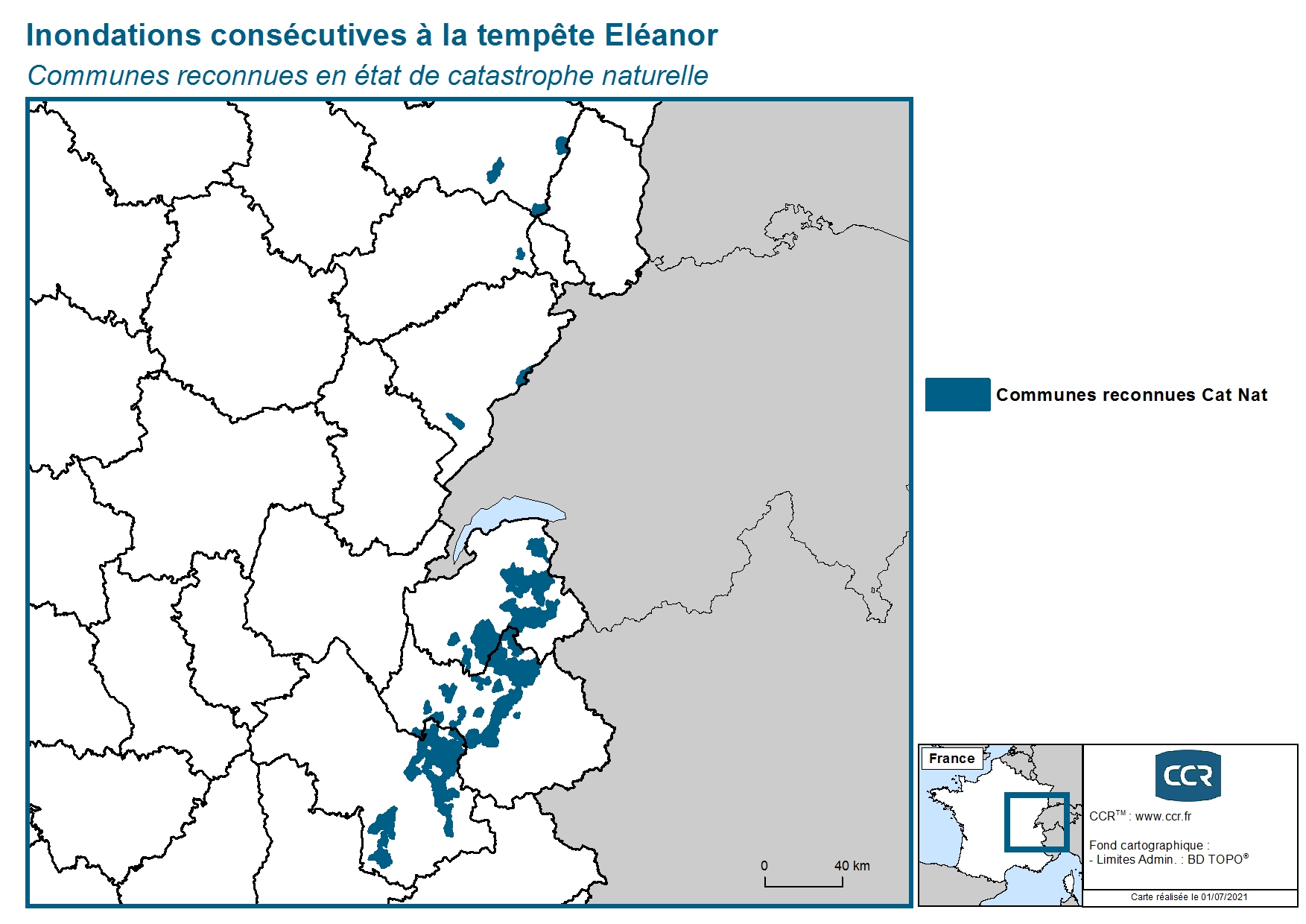 Communes reconnues en 굡t de catastrophes naturelle