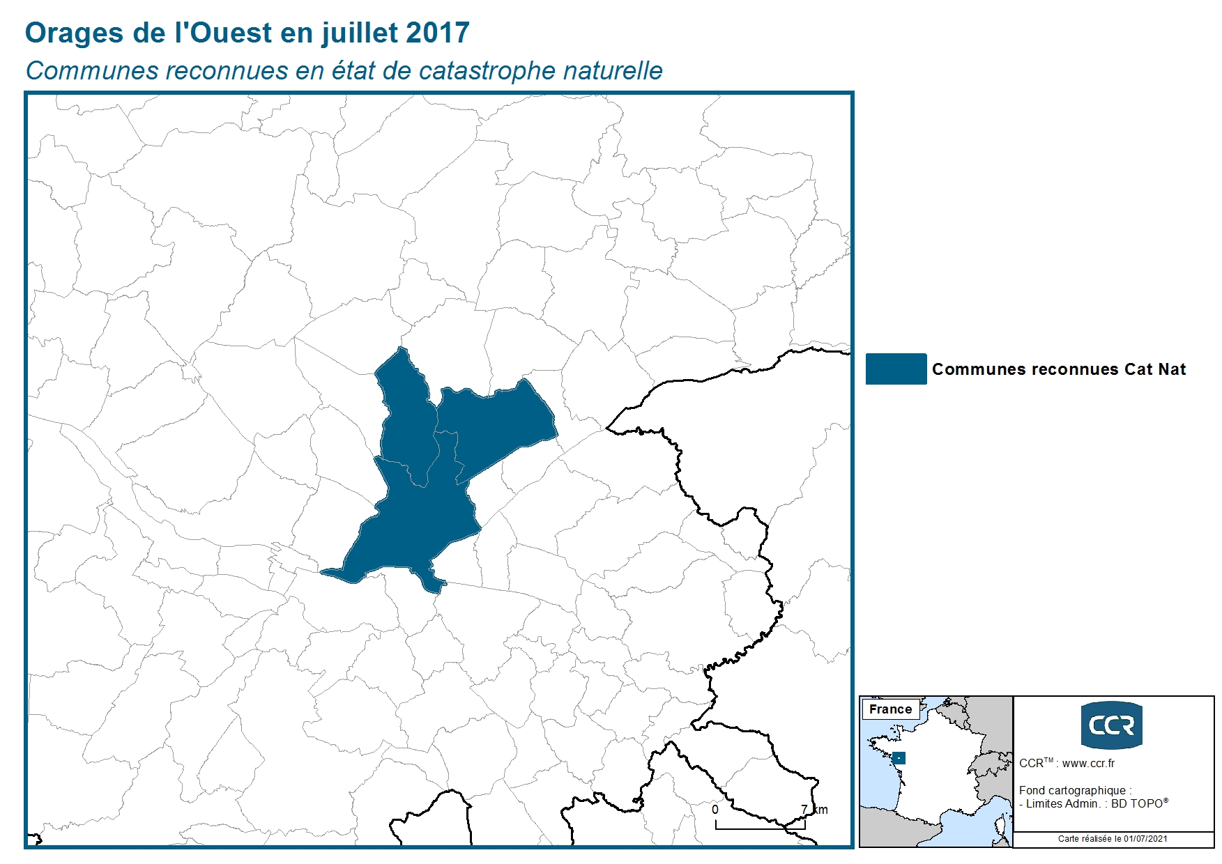 Communes reconnues en 굡t de catastrophes naturelle