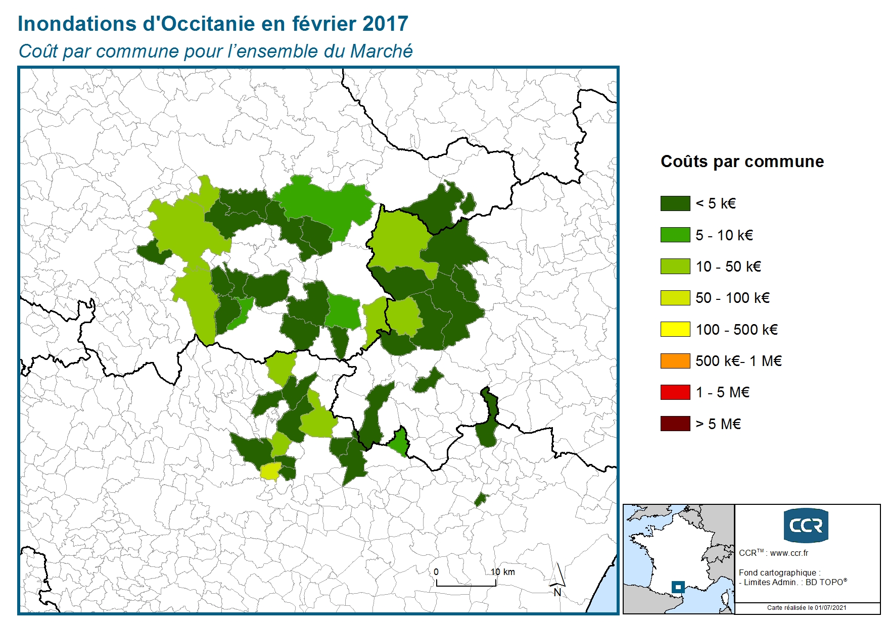 Cout par commune pour l'ensemble du marché