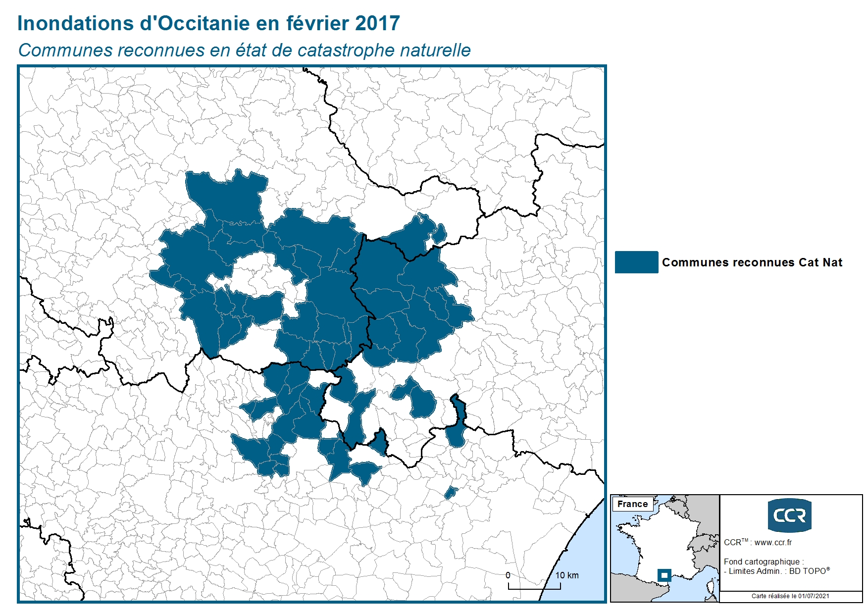 Communes reconnues en 굡t de catastrophes naturelle